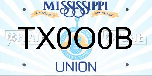TX0O0B Mississippi License Plate
