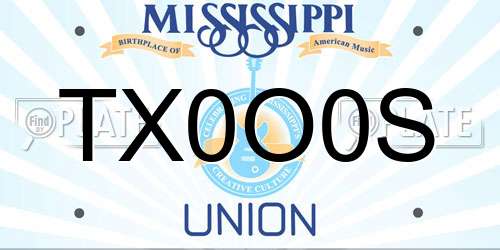 TX0O0S Mississippi License Plate