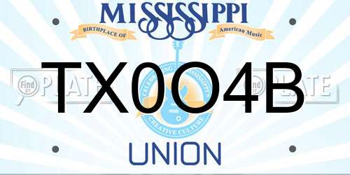 TX0O4B Mississippi License Plate