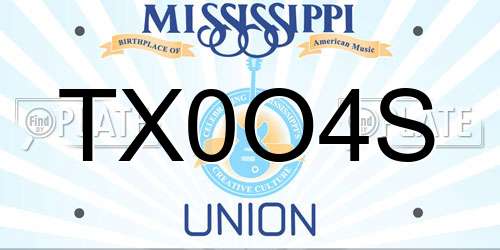TX0O4S Mississippi License Plate
