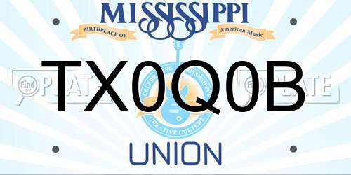 TX0Q0B Mississippi License Plate