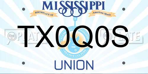 TX0Q0S Mississippi License Plate