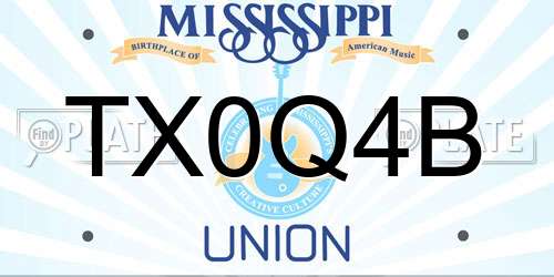 TX0Q4B Mississippi License Plate