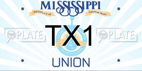 TX1 Mississippi License Plate