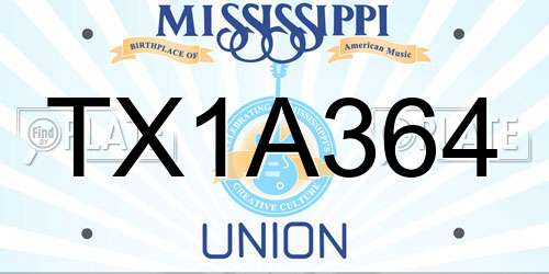 TX1A364 Mississippi License Plate