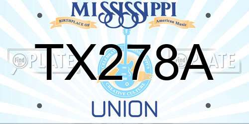 TX278A Mississippi License Plate