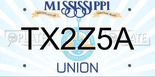 TX2Z5A Mississippi License Plate