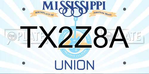 TX2Z8A Mississippi License Plate