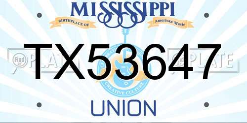 TX53647 Mississippi License Plate