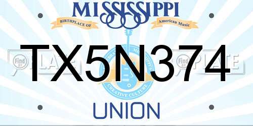TX5N374 Mississippi License Plate
