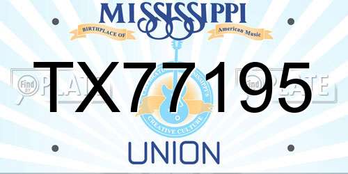 TX77195 Mississippi License Plate