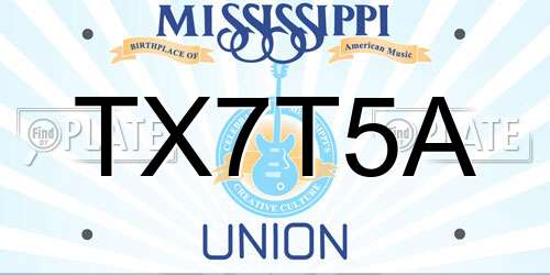 TX7T5A Mississippi License Plate