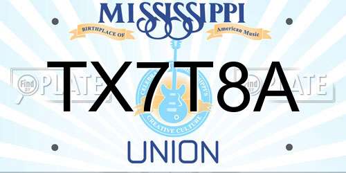 TX7T8A Mississippi License Plate
