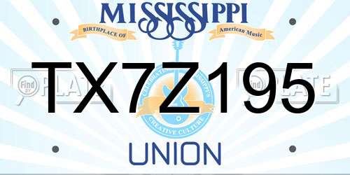 TX7Z195 Mississippi License Plate
