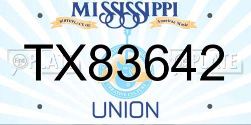 TX83642 Mississippi License Plate