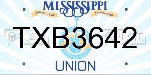 TXB3642 Mississippi License Plate