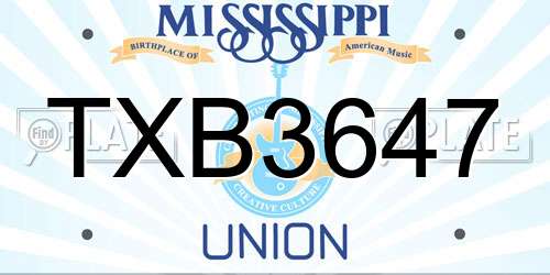 TXB3647 Mississippi License Plate