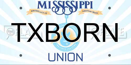 TXBORN Mississippi License Plate