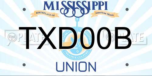 TXD00B Mississippi License Plate