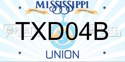 TXD04B Mississippi License Plate