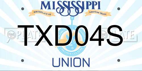 TXD04S Mississippi License Plate