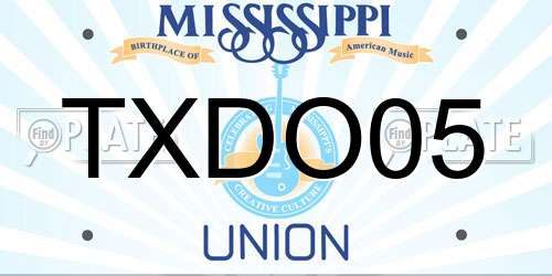 TXDO05 Mississippi License Plate