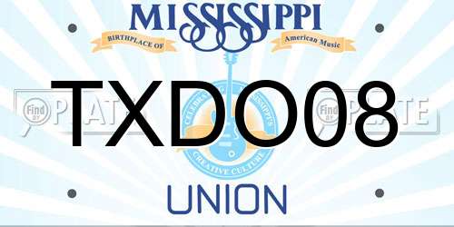 TXDO08 Mississippi License Plate