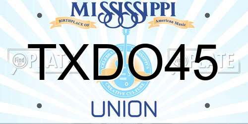 TXDO45 Mississippi License Plate