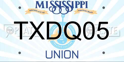 TXDQ05 Mississippi License Plate