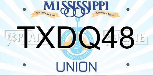 TXDQ48 Mississippi License Plate