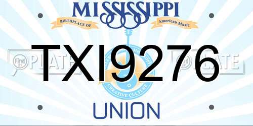 TXI9276 Mississippi License Plate