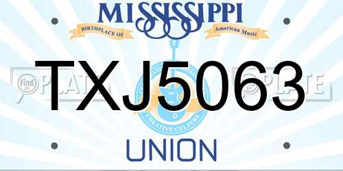 TXJ5063 Mississippi License Plate
