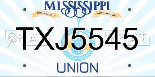 TXJ5545 Mississippi License Plate