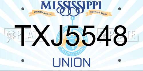 TXJ5548 Mississippi License Plate