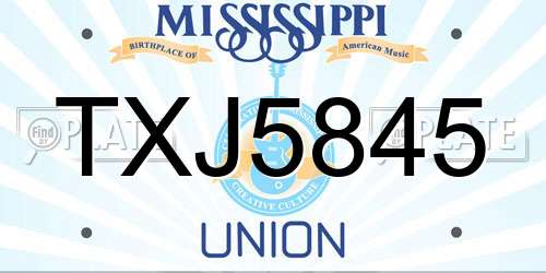 TXJ5845 Mississippi License Plate