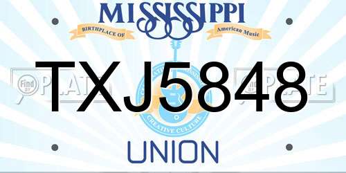 TXJ5848 Mississippi License Plate