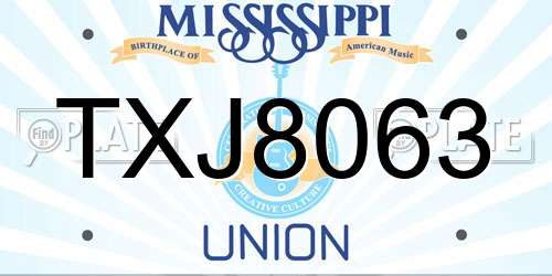 TXJ8063 Mississippi License Plate