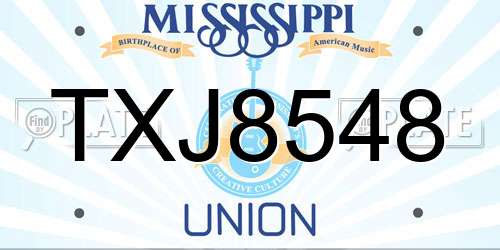 TXJ8548 Mississippi License Plate