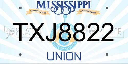 TXJ8822 Mississippi License Plate