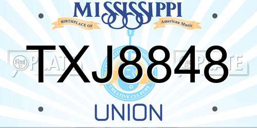TXJ8848 Mississippi License Plate