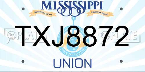 TXJ8872 Mississippi License Plate