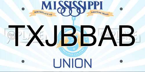 TXJBBAB Mississippi License Plate