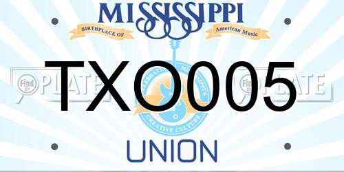 TXO005 Mississippi License Plate