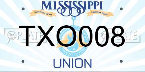 TXO008 Mississippi License Plate