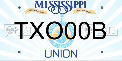TXO00B Mississippi License Plate