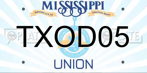 TXOD05 Mississippi License Plate