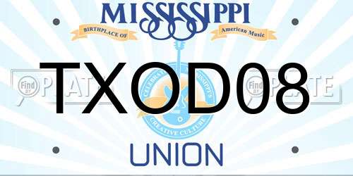 TXOD08 Mississippi License Plate