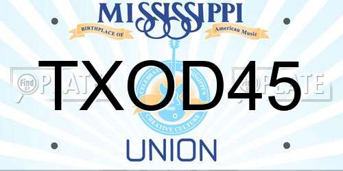 TXOD45 Mississippi License Plate