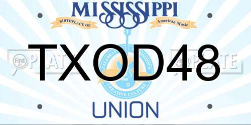 TXOD48 Mississippi License Plate