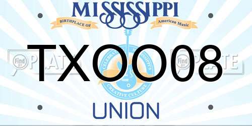 TXOO08 Mississippi License Plate